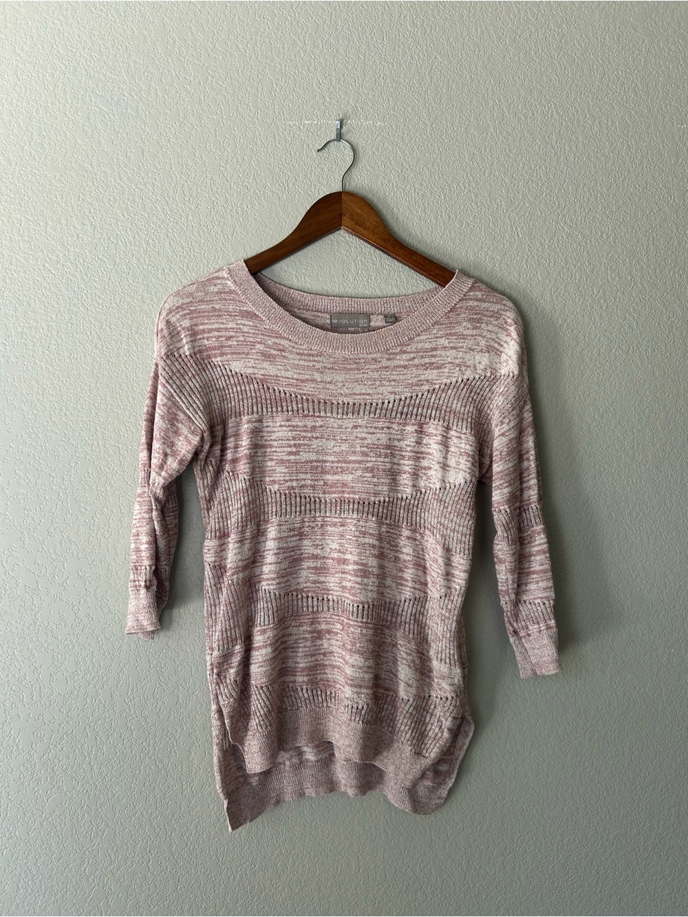 Cyrus Blush Marled Knit Crewneck Sweater - cozy - small